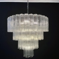 Lustre moderne vintage américain élégant luxe 4 couches en verre de Murano pour salon salle à manger chambre et hôtel