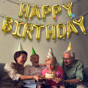 Hstyle Gold Happy Birthday Sign Banner palloncini, 16 pollici Mylar lettere palloncini Banner riutilizzabili per le decorazioni di <span class=keywords><strong>compleanno</strong></span> - Product Image 4