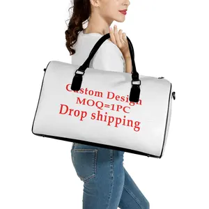 Tas Duffle besar cetak sublimasi tas Duffle perjalanan kulit pola kustom tas Duffle tas olahraga Gimnastik holdall