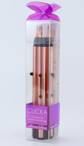 Ensemble de pinceaux de maquillage automatiques rétractables de luxe CLICKA Série 1, doré, pour les voyages, fabriqué en Corée, fibres artificielles pour le maquillage des yeux et des lèvres - Product Image 3