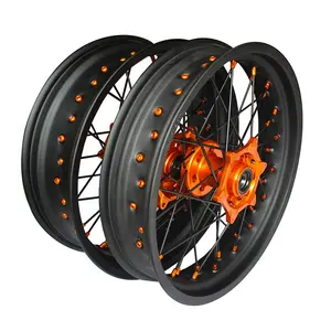 Ruedas de Motocicleta Supermoto de <span class=keywords><strong>17</strong></span> Pulgadas con 36 Radios, Llantas de Aleación Anodizada en Negro Mate, para KTM EXC SXF SX 250 <span class=keywords><strong>300</strong></span> 450 - Product Image 1