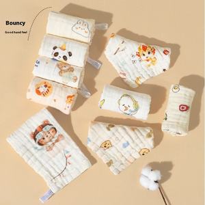 Kepadatan tinggi enam lapisan katun murni ramah lingkungan cepat kering kartun handuk persegi penyerap tebal gelembung kasa kelas dropol - Product Image 3