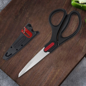 Kitchen Scissors Stainless Steel 4 In Straight Head With Sharpening Sleeve For Home Food Processing - Product Image 1