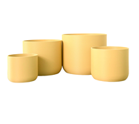 Jardinières modernes hautes jaunes en fibre de verre / Ensemble de 3 pots de fleurs en fibre de verre pour usage domestique