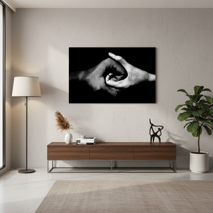 Yin Yang Hands Canvas Print: Black and White Wall Art,<b>WRAPPED</b> CANVAS - Product Image 3
