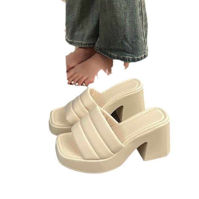 Women's Waterproof Platform Thick-Soled Sandals with EVA Insole High Heels Summer Out-Of-The-Way Slippers Wholesale