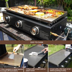 Miire ménage cuisine Table haut en acier inoxydable Teppanyaki 3 brûleurs gaz <span class=keywords><strong>Plancha</strong></span> plaque chauffante Bbq Barbecue gril pour jardin - Product Image 6