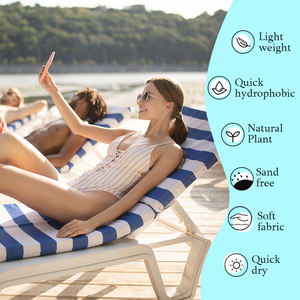 Özel Logo hızlı kuru kum ücretsiz süet geri dönüşümlü çizgili havlu mikrofiber baskı yüzme boy büyük şerit plaj havlusu - Product Image 3