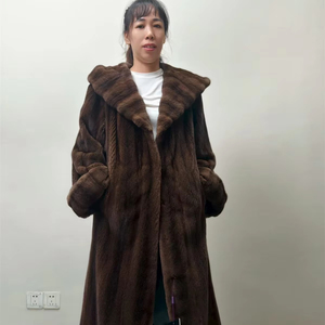 <span class=keywords><strong>Cappotto</strong></span> <span class=keywords><strong>di</strong></span> <span class=keywords><strong>visone</strong></span> marrone naturale <span class=keywords><strong>con</strong></span> <span class=keywords><strong>cappuccio</strong></span> a tutta lunghezza tranciato Vintage capospalla invernali spessi per le stagioni fredde - Product Image 1