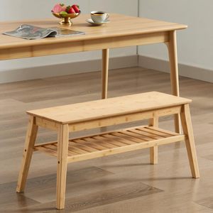 Simple Wooden <b>Shoe</b> Changing Bench Double Layer Natural Wood Color Entryway <b>Storage</b> <b>Rack</b> For Home Indoor Use - Product Image 2
