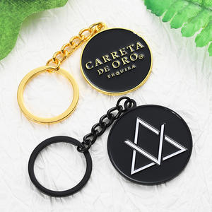 Llavero Redondo Dorado con Esmalte Negro, Personalizado con Logotipo, Letras Personalizadas, Marca Empresarial, Llavero de Aleación de Zinc, Juego de Llaveros Metálicos para Regalo - Product Image 1