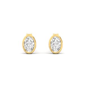 Boucles d'oreilles solitaires en diamant CVD de laboratoire de 0,37 ct, taille ovale, couleur fantaisie, certifiées IGI, plaquées or 10 carats, tendance, élégantes et étincelantes - Product Image 1