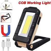 Lampe de travail LED rechargeable multifonctionnelle, rotative à 180 degrés, pliable, lampe de travail COB portable, lampe de travail LED magnétique à main