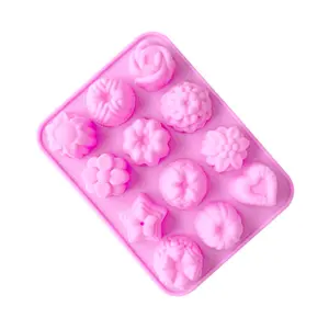 Thickened Durable in Use Handmade Molds Flowers shapes DIY Wax Melts Silicone 12 Silicone Moulds soap molds chocolate