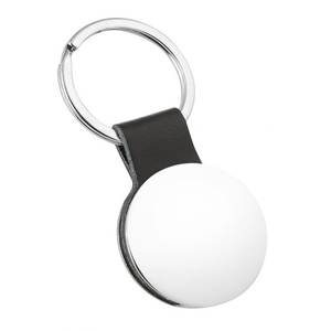 Portachiavi Rotondo in Pelle Nera con Moschettone e Stampa UV - Product Image 1