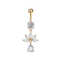 Nouveau design de piercing au nombril en cristal Lotus vente en gros de bijoux de piercing au nombril