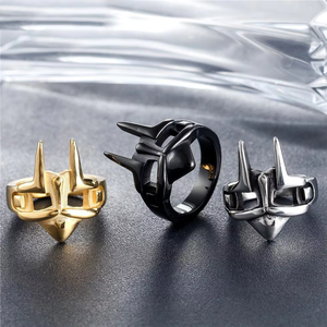 男性用パンクゴシックスカルリングステンレス鋼セーリングジュエリービンテージマスクヒーローヘルメットリング - Product Image 5