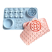 Assiette multifonctionnelle 4-en-1 en silicone de qualité alimentaire, à lécher, antidérapante et anti-étouffement pour animaux de compagnie