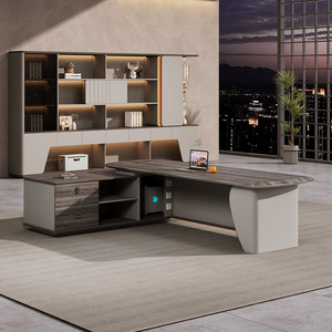 Durable Eco-friendly Wood Grain Modern <strong>L</strong> <strong>Shape</strong> Executive <strong>Desk</strong> Luxury Ceo Office <strong>Desk</strong> with Storage Side Cabinet - Product Image 3