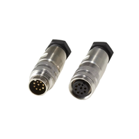 Conector Circular Metálico Recto Hembra de Bloqueo Rápido Impermeable de 2 y 3 Pines M16, Conector PCB M12 para Conexión de Cables