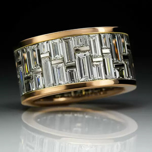 Anello alla Moda con Griglia Quadrata Bicolore Design Geometrico Minimalista Gioielli per Uomo e Donna Anello per Uso Quotidiano - Product Image 1