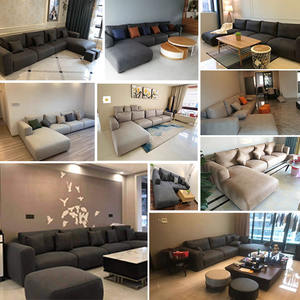 أثاث المنزل الحديث الأوروبي خشبي النسيج أريكة غرفة المعيشة الاقسام طقم أريكة - Product Image 6