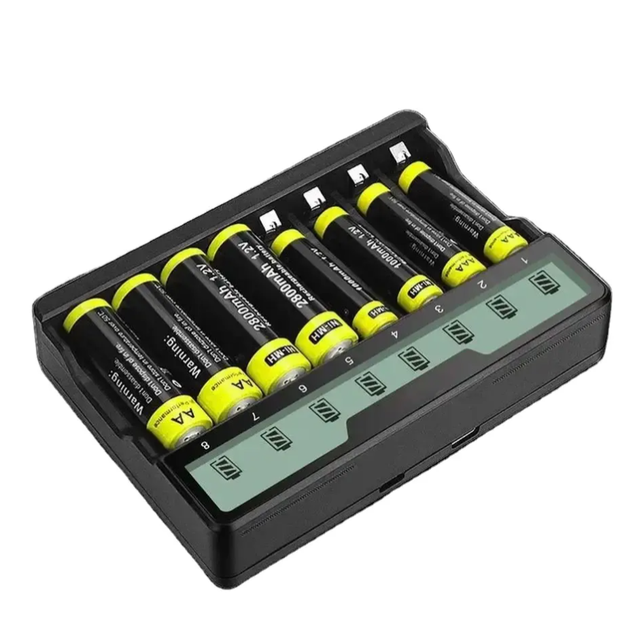 8 Bay AA AAA Battery Charger USB High-Speed Charging Independent Slot  Plastic Power Bank Multifunctional Charger