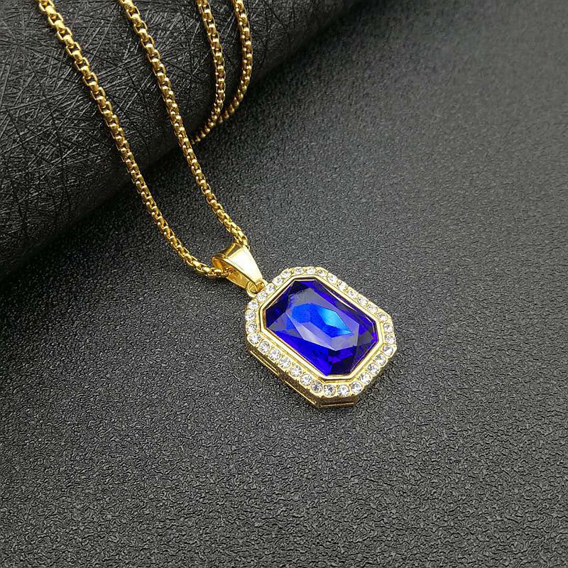 Colgante único de oro con diamante azul