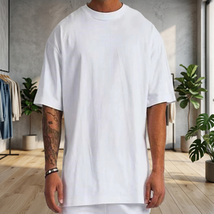 Custom High Quality O-Neck Casual Regular Fit 100% Cotton <b>Short</b> <b>Sleeve</b> Quick Dry Breathable 240g Heavyweight Knitted T-shirt Men - Product Image 3