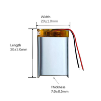 Baterai Lithium polimer 702030 400mAh 2 kabel baterai pengganti baterai isi ulang kapasitas tinggi