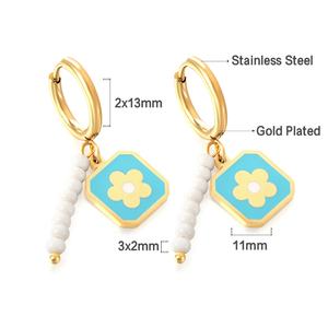 Boucles d'oreilles pendantes en acier inoxydable plaqué or 18 carats avec petites perles colorées brésiliennes pour la fabrication de bijoux - Product Image 2