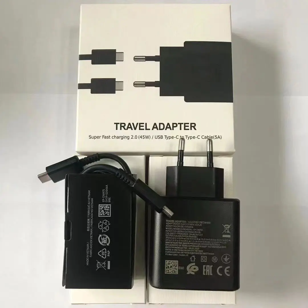 Original Super Fast 45w PD USB Type C Quick Charger Travel Adapter For Samsung Travel PD Fast Charging Charger