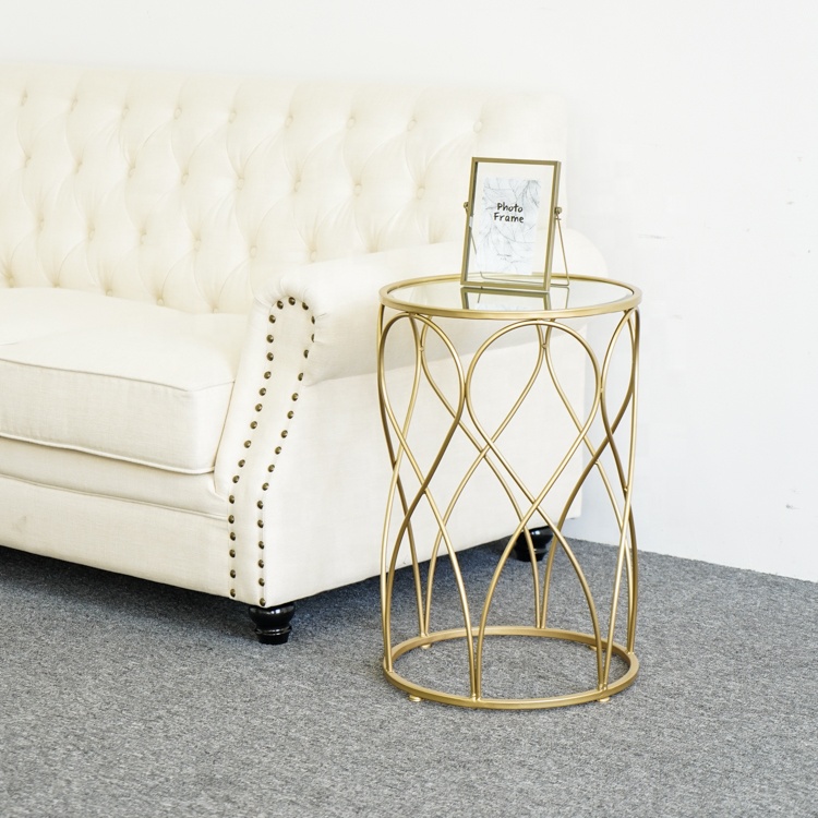 Modern Luxury Mirror Top Coffee Table Living Room Furniture Round Gold Metal Nesting Side Table