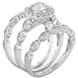 Wholesale Rhodium Plated 925 <b>Sterling</b> <b>Silver</b> Halo Wedding Engagement <b>Ring</b> <b>Set</b> Claw Prong Setting Gift - Product Image 3