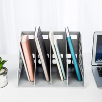 Organizador de Archivos de Escritorio de Plástico con 4 Compartimentos, Porta Revistas Vertical, Clasificador de Libros de Escritorio para Almacenamiento de Documentos de Oficina y Escuela