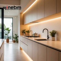 Armoires de cuisine contemporaines sur mesure, ensemble d'armoires de cuisine en bois avec tiroirs de rangement pour maison moderne