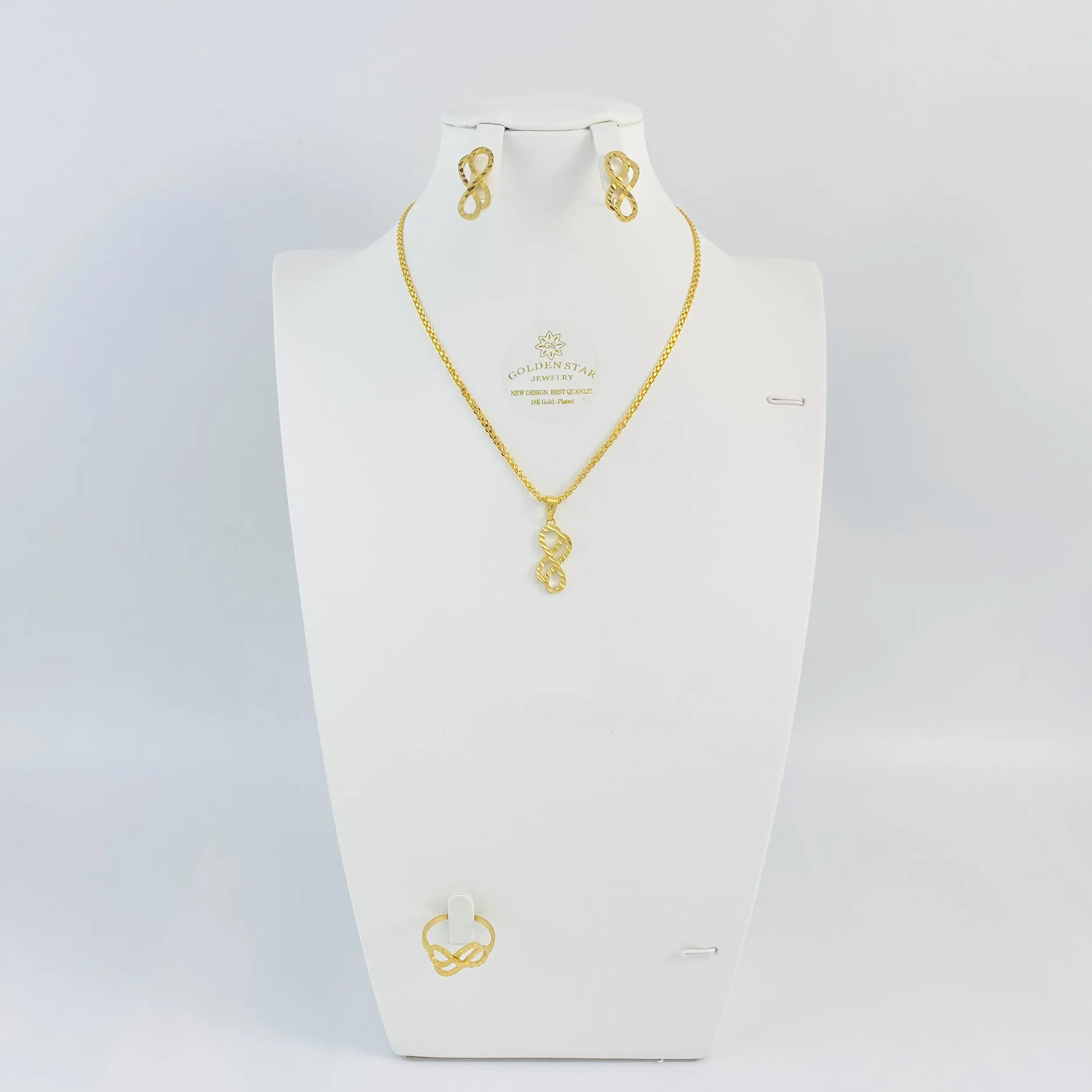 Golden Star custom Luxury bride 18k brass jewelry three piece set for gift