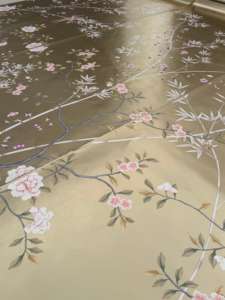 Murale murale personnalisée en feuille d'or - Peinture murale exquise de fleurs et d'oiseaux - Product Image 6