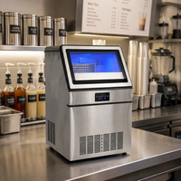 Machine à glaçons professionnelle Youai en acier inoxydable, sur comptoir, autonome, avec compresseur et pompe à eau, production de 20 kg de glace, économe en énergie, commande tactile