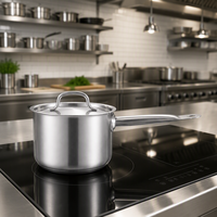 Casserole en acier inoxydable de qualité professionnelle avec poignée rivetée pour cuisine de restaurant
