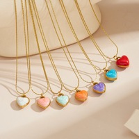 Collier Cœur Coloré en Acier Inoxydable YEHHY, Plaqué Sous Vide, Étanche, Mignon et Frais pour Femme, Bijou Quotidien
