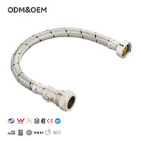 Tuyau tressé en acier inoxydable avec robinet d'arrêt intégré, connecteur flexible pour alimentation en eau, raccords chromés F3/4*22MM