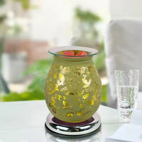 Chauffe-cire en verre artistique de style rétro - Lampe électrique pour fondre la cire - Décoration d'intérieur classique et luxueuse