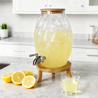 Distributeur de boissons en verre écologique classique, verre transparent de qualité alimentaire, 3,8 L, 5,8 L, distributeur de jus avec support et robinet pour la cuisine
