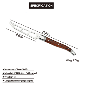 <span class=keywords><strong>Couteau</strong></span> <span class=keywords><strong>à</strong></span> fromage <span class=keywords><strong>Laguiole</strong></span> en acier inoxydable avec manche en bois, écologique, double usage pour le fromage et le <span class=keywords><strong>beurre</strong></span> - Product Image 4