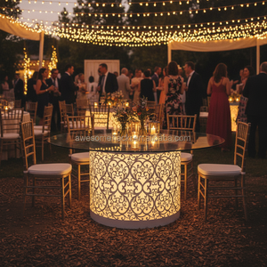 Mesa de Banquete Redonda Iluminada con Luces LED RGB de 5 Pies, 8 Pies y 72 Pulgadas para Bodas y Eventos en Hoteles - Product Image 1