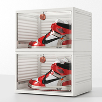 Armoire de rangement pour chaussures en plastique PP transparent avec logo personnalisé, design pliable et empilable, organisateur multifonction moderne