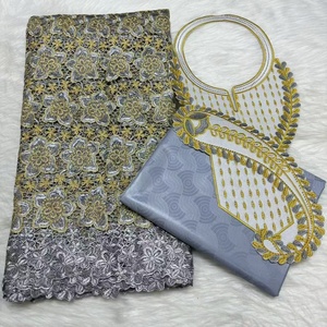 Dubai Style 2.5 Y Embroidery Bazin Brode Riche Tulle Guipure Lace Popular for African Lace Collar Woven Suits and <strong>Bags</strong> - Product Image 2