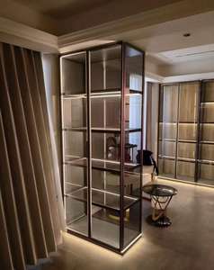 Современный алюминиевый винный шкаф с плоскими дверцами, настраиваемый, большой вместимости, для отелей и гостиных - Product Image 6