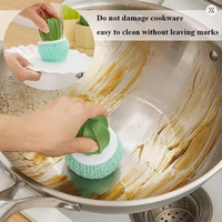 1 pièce Brosse de nettoyage pour vaisselle Cactus à couleur dégradée - Multifonctionnelle, antibactérienne, en plastique durable, avec boule de nettoyage nano pour cuisine